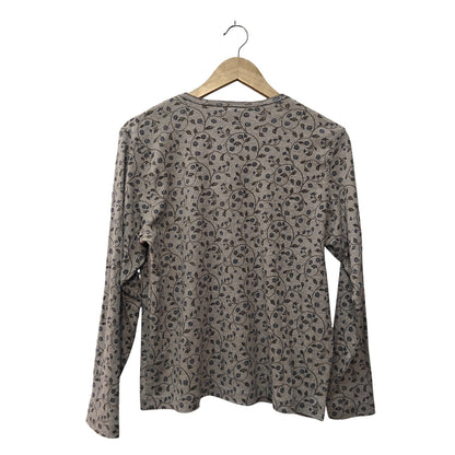 Gray Floral Print Button Front Cardigan