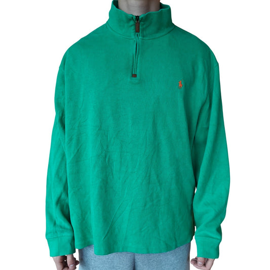 Green Quarter Zip Cotton Sweater