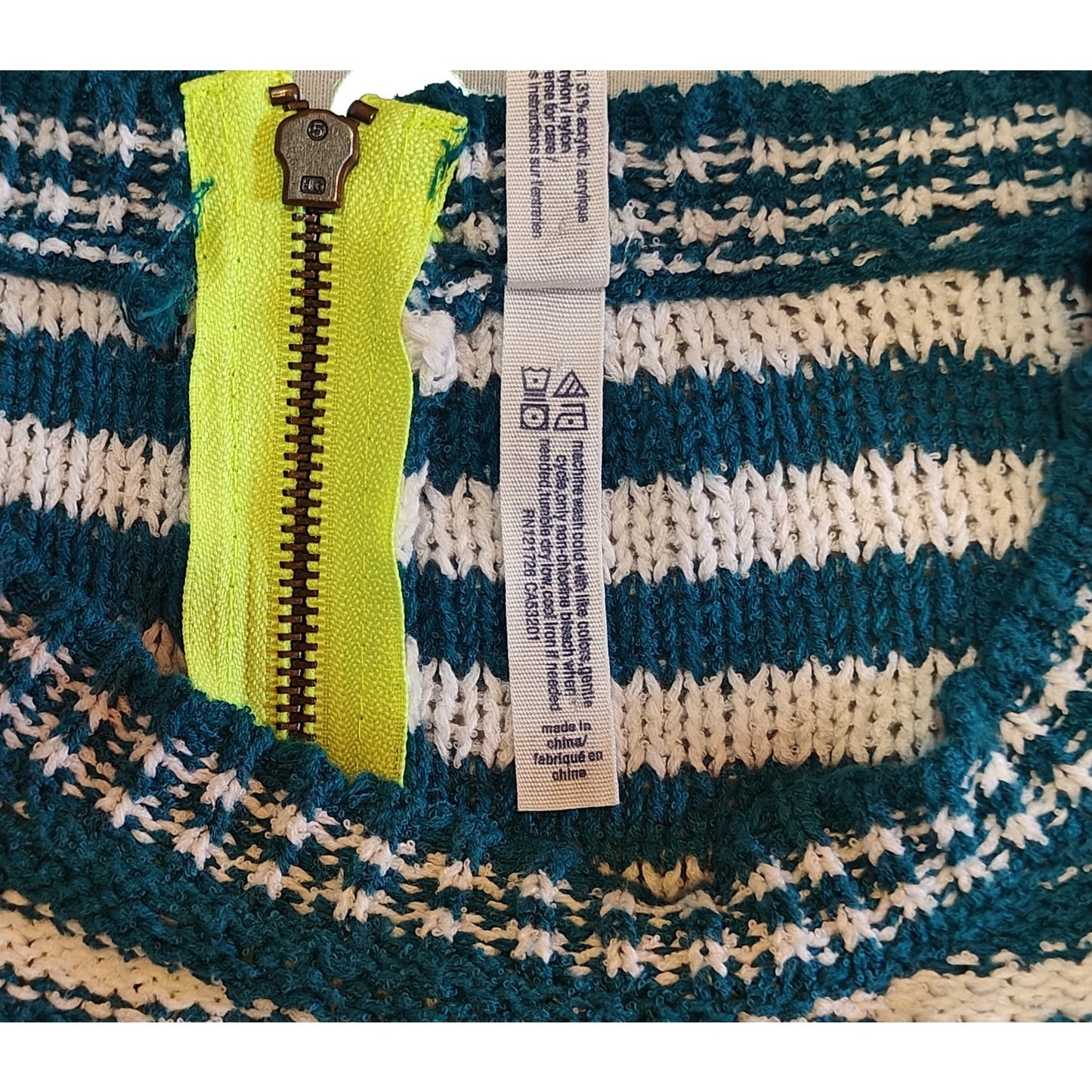 Striped Crop Teal & White Sweater