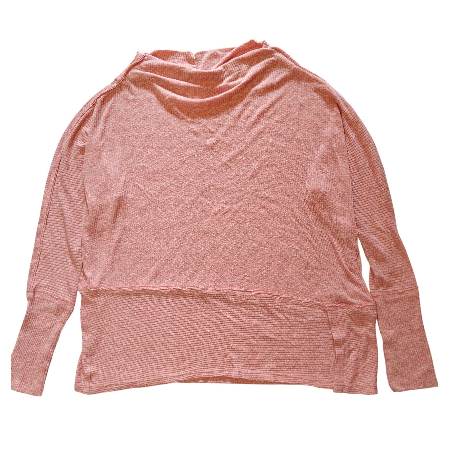 Pink Ribbed Cowl Neck Long-Sleeve Thermal Top