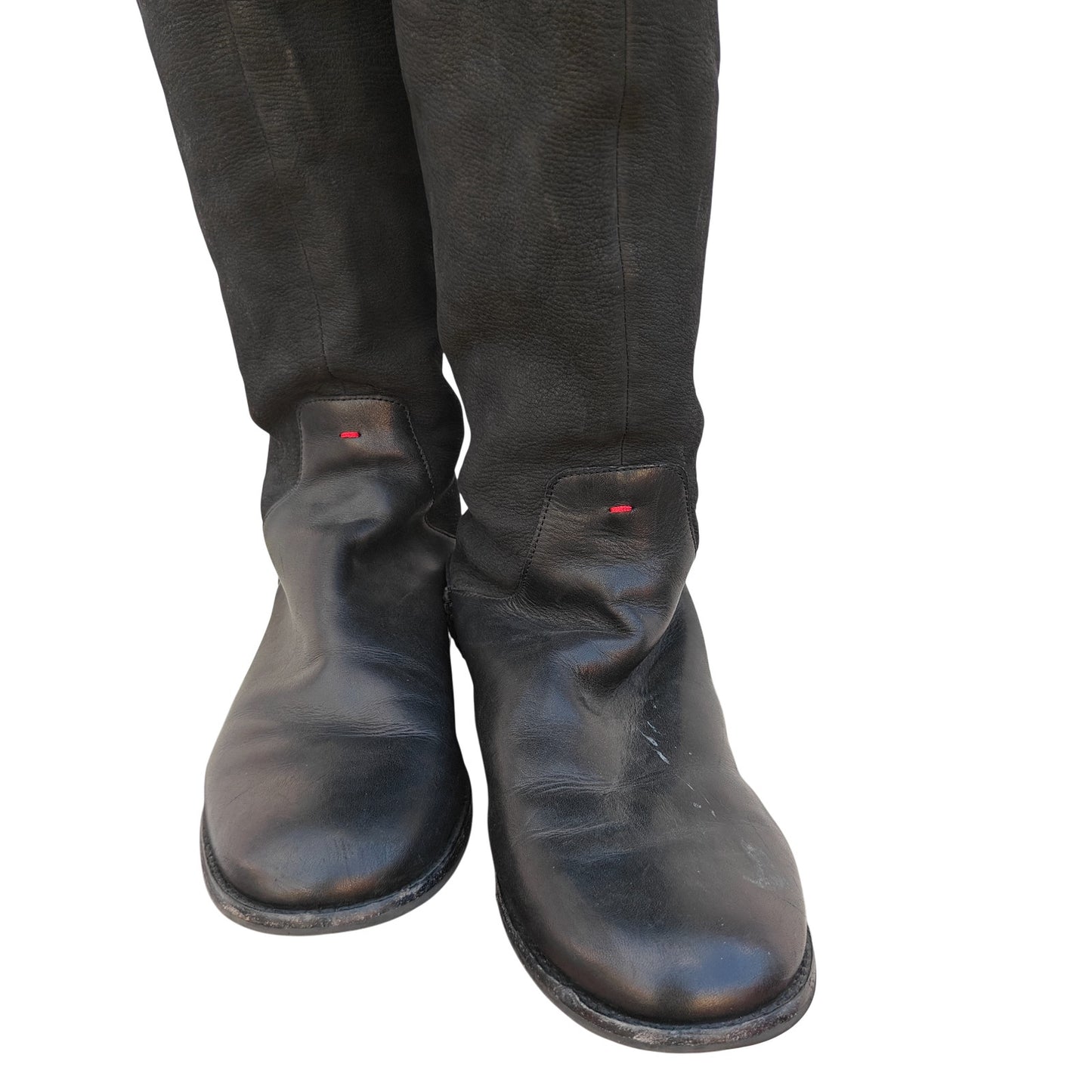 Zoila Black Leather Knee High Boots