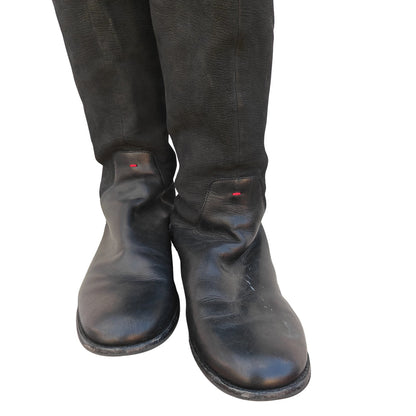 Zoila Black Leather Knee High Boots