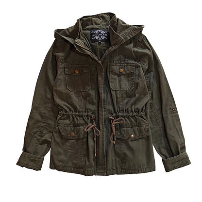 Olive Green Hooded Utility Jacket