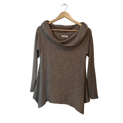 Ribbed Cowl Neck Tunic Sweater