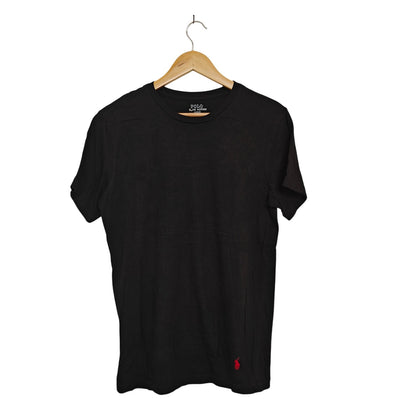 Black Slim Fit Tee with Red Pony