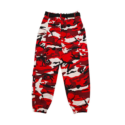 Red Camo High Rise Cargo Joggers