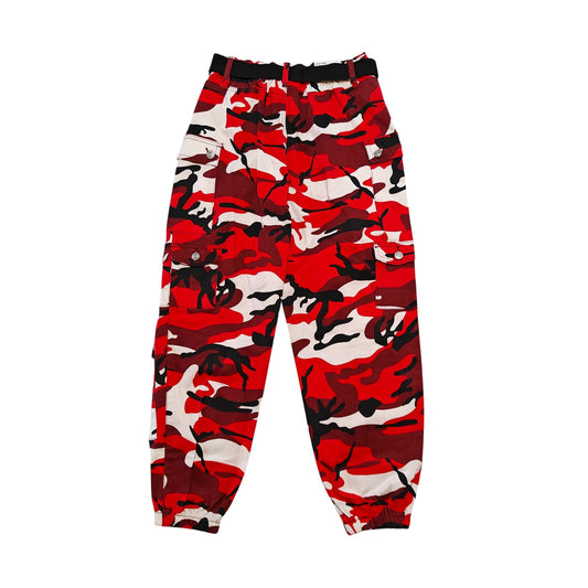 Red Camo High Rise Cargo Joggers