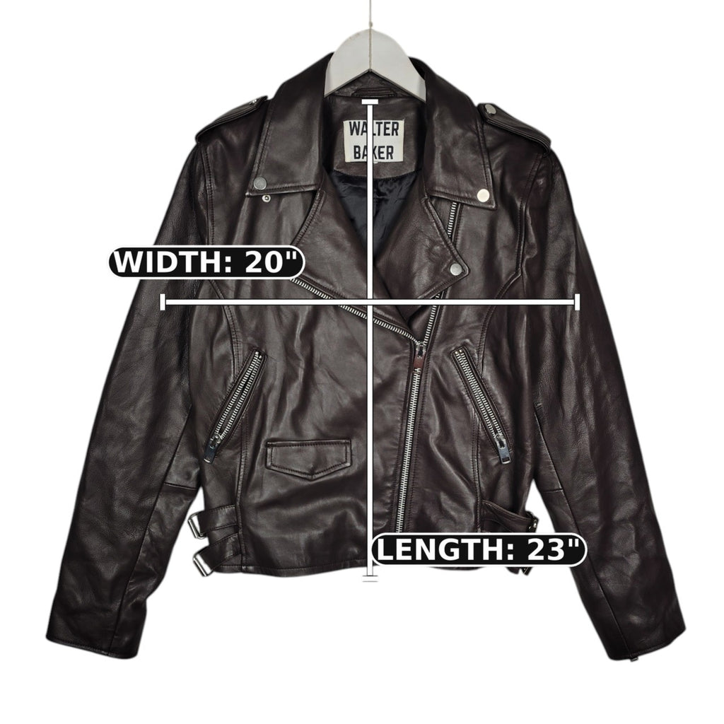 Walter Baker Chocolate Brown Lamb Leather Moto Jacket