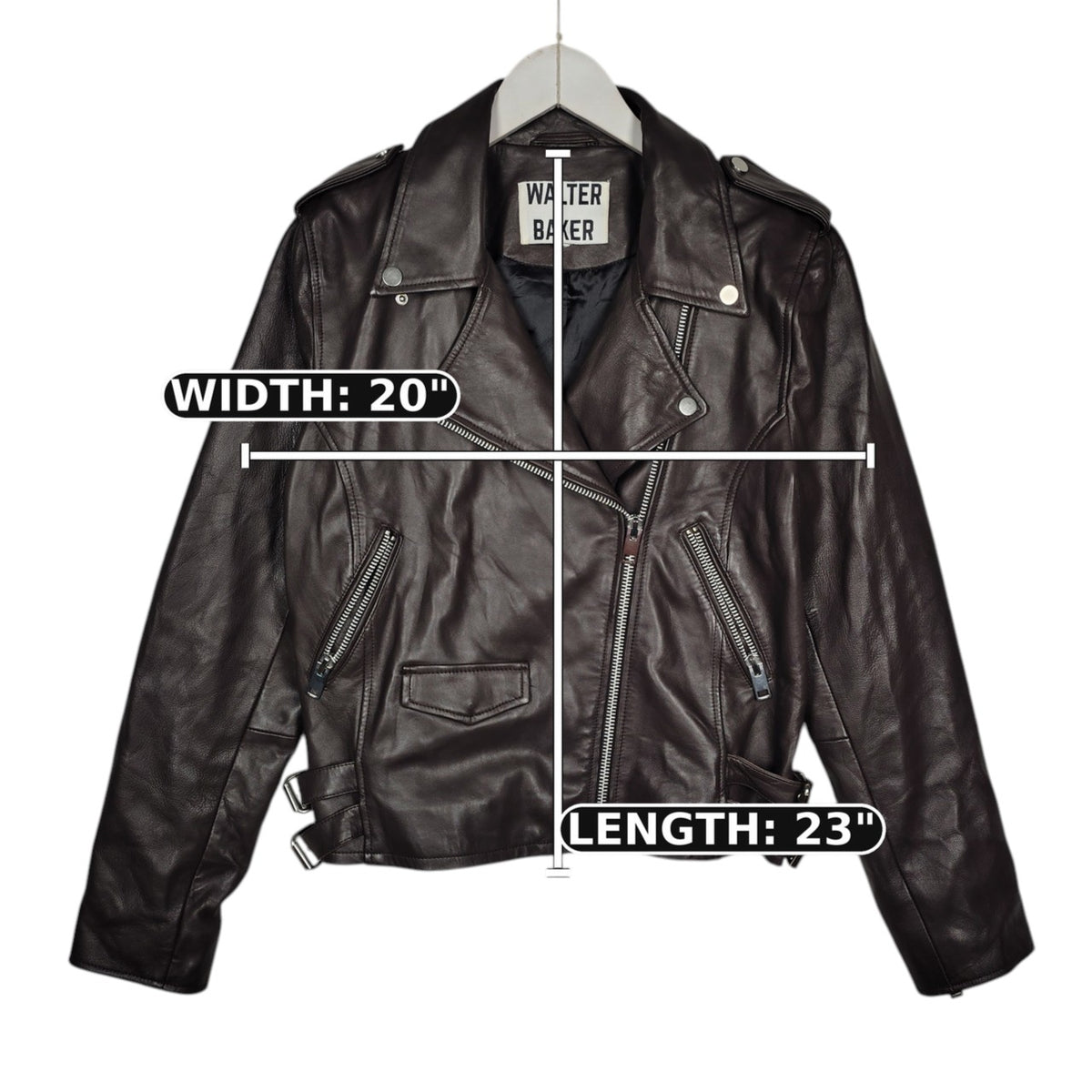 Walter Baker Chocolate Brown Lamb Leather Moto Jacket