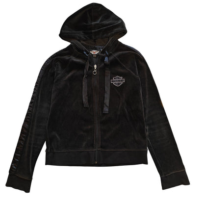 Black Velour Zip Hoodie