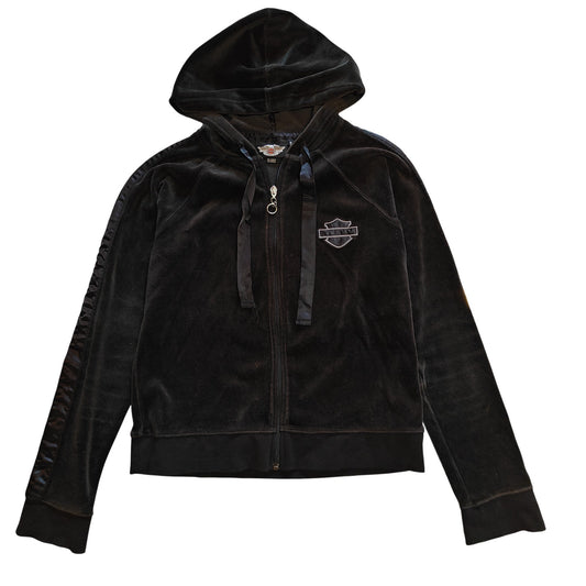 Black Velour Zip Hoodie