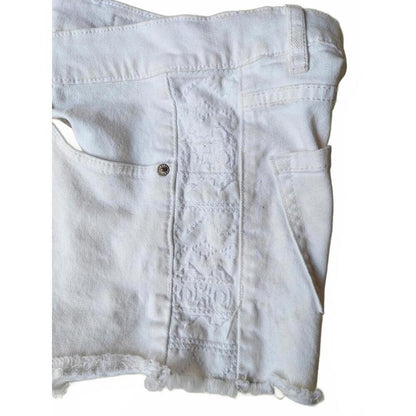 Garage White Retro High Rise Denim Shorts