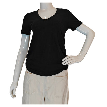 Black V-Neck Short Sleeve Tee