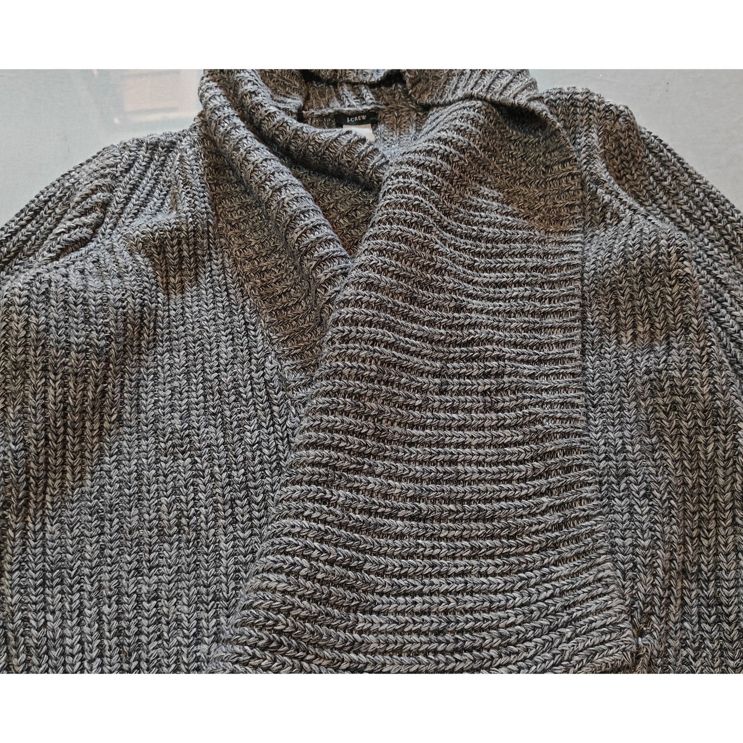 Gray Chunky Knit Shawl Collar Cardigan Sweater