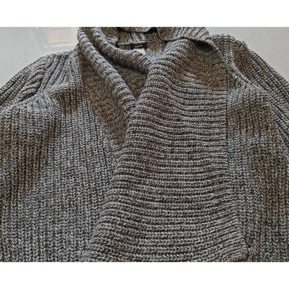 Gray Chunky Knit Shawl Collar Cardigan Sweater