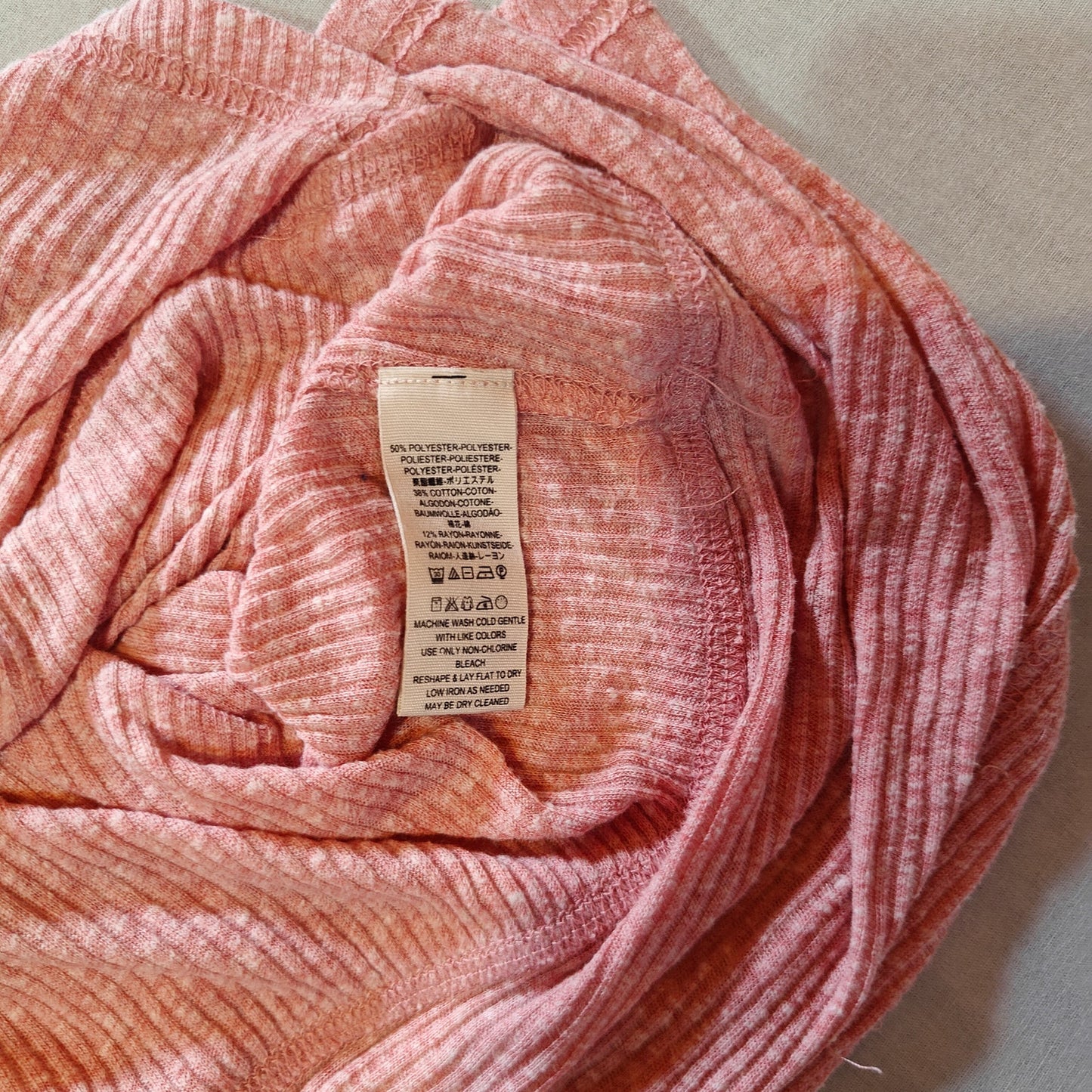 Pink Ribbed Cowl Neck Long-Sleeve Thermal Top