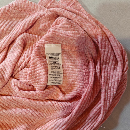 Pink Ribbed Cowl Neck Long-Sleeve Thermal Top