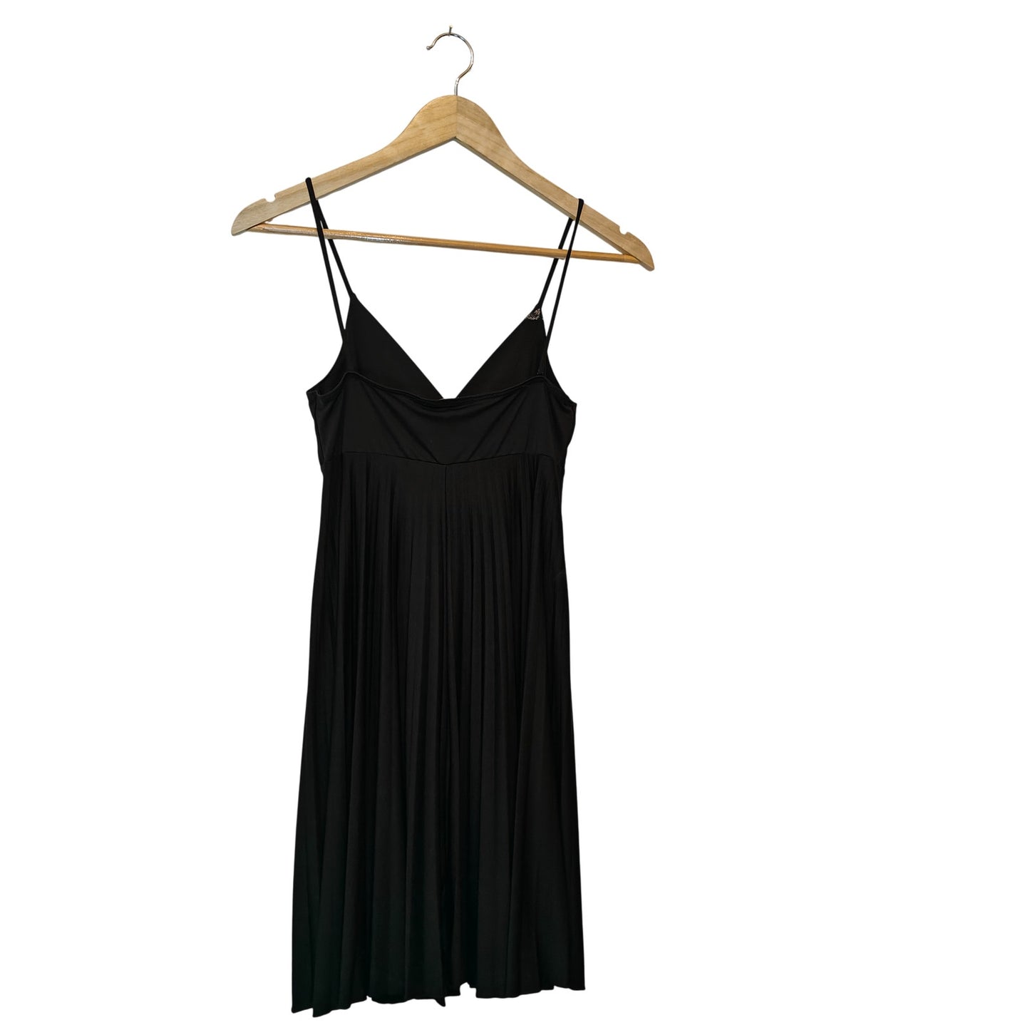Black Pleated Empire Waist Slip Dress