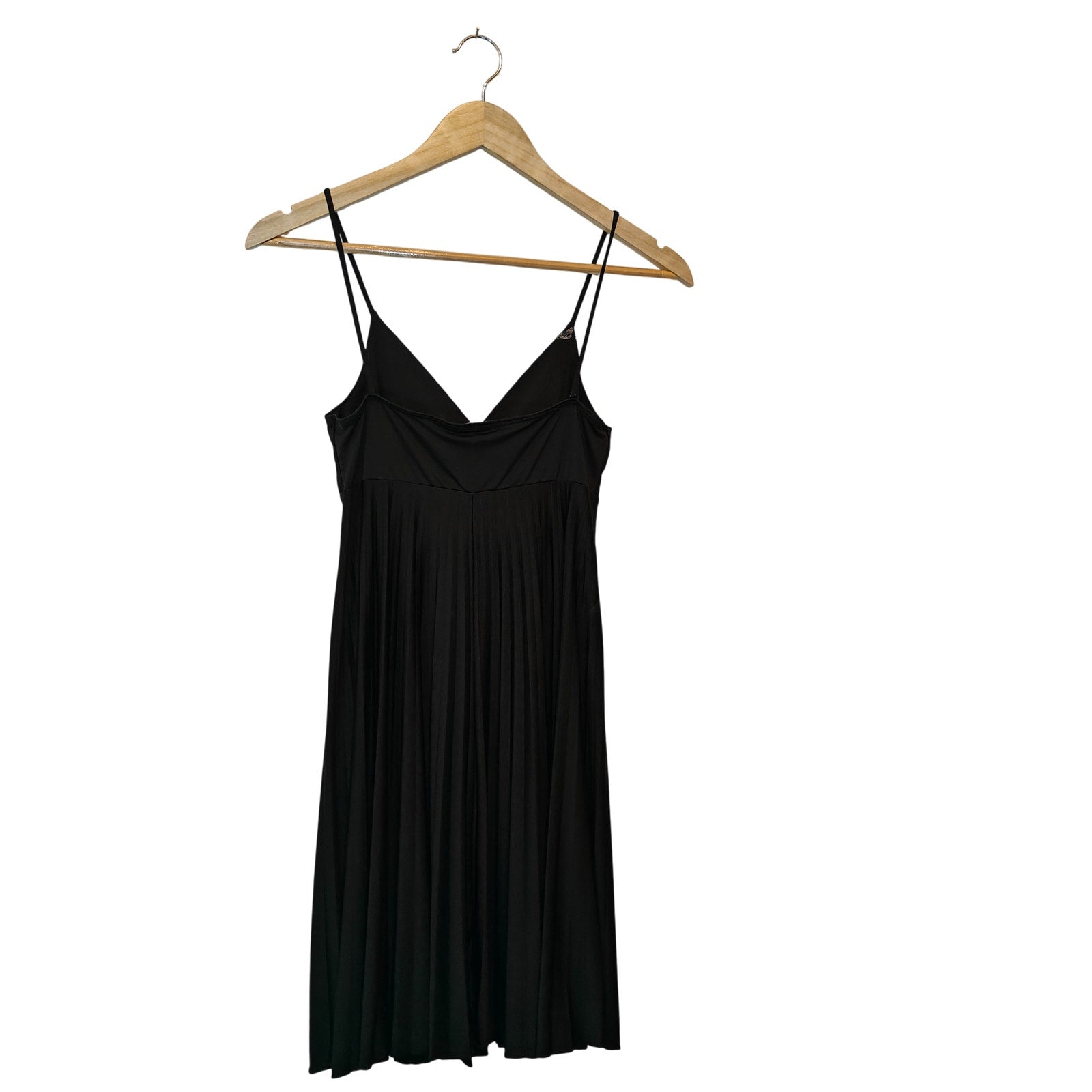 Black Pleated Empire Waist Slip Dress