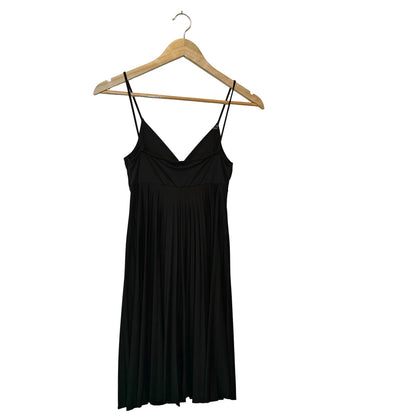 Black Pleated Empire Waist Slip Dress