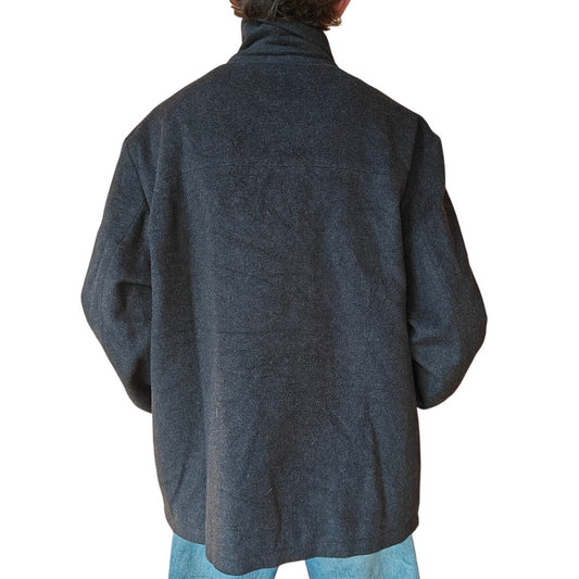 Charcoal Wool-Blend Quilted Jacket