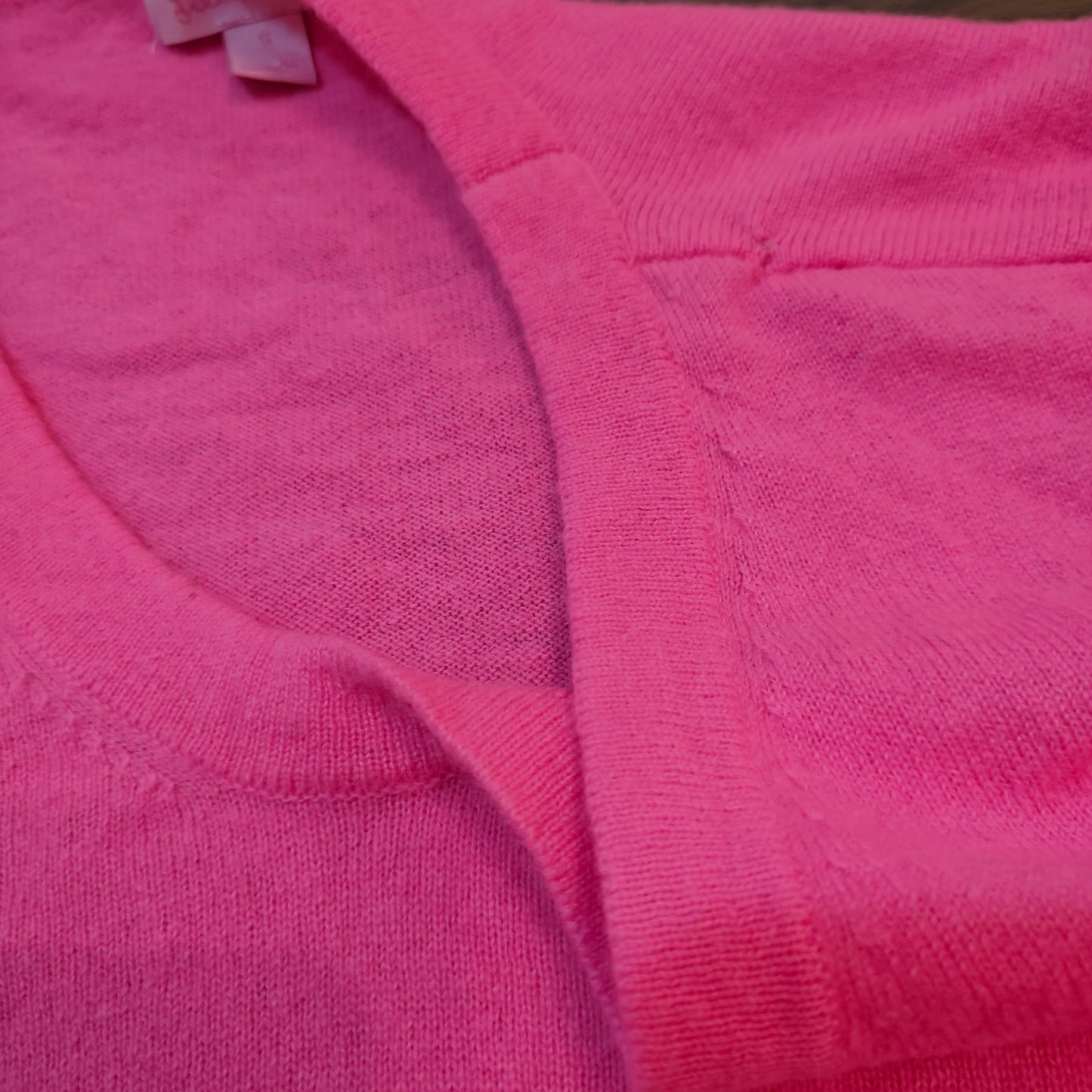 Hot Pink 100% Cashmere V-Neck Sweater