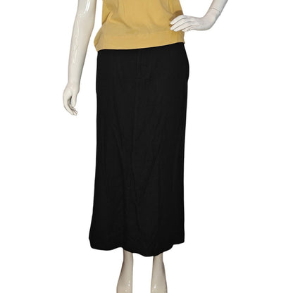 Black Midi Wool Blend Pencil Skirt