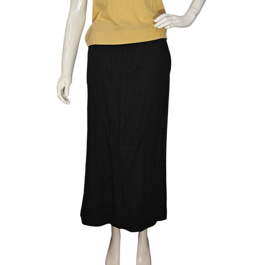 Black Midi Wool Blend Pencil Skirt