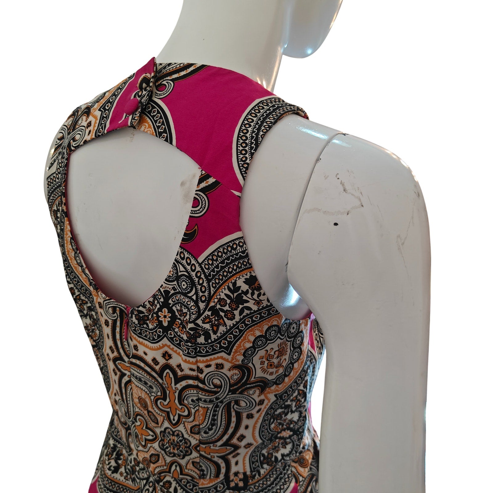Pink Paisley Open Back Dress