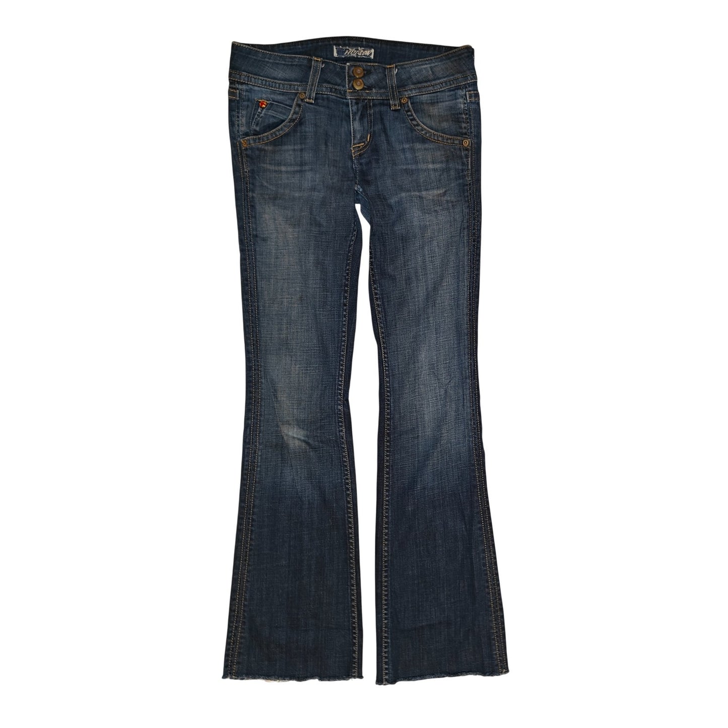 Dark Wash Raw Hem Straight Leg Jeans