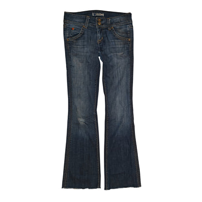 Dark Wash Raw Hem Straight Leg Jeans