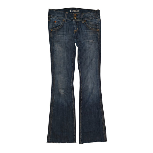 Dark Wash Raw Hem Straight Leg Jeans