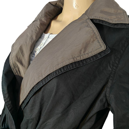 Black/Gray Reversible Belted Raincoat