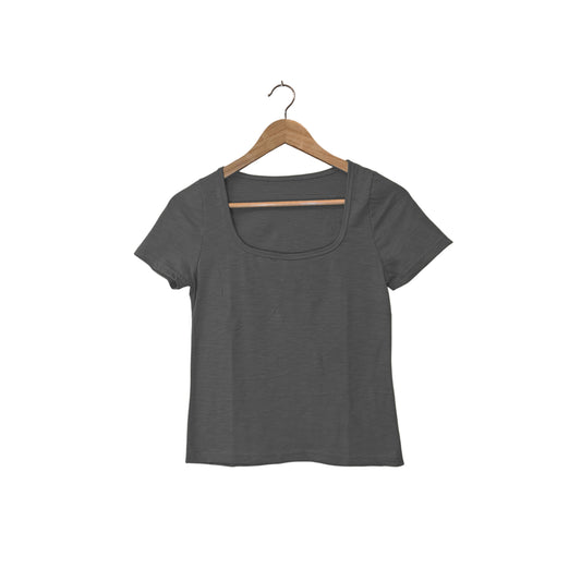 Charcoal Scoop Neck Tee