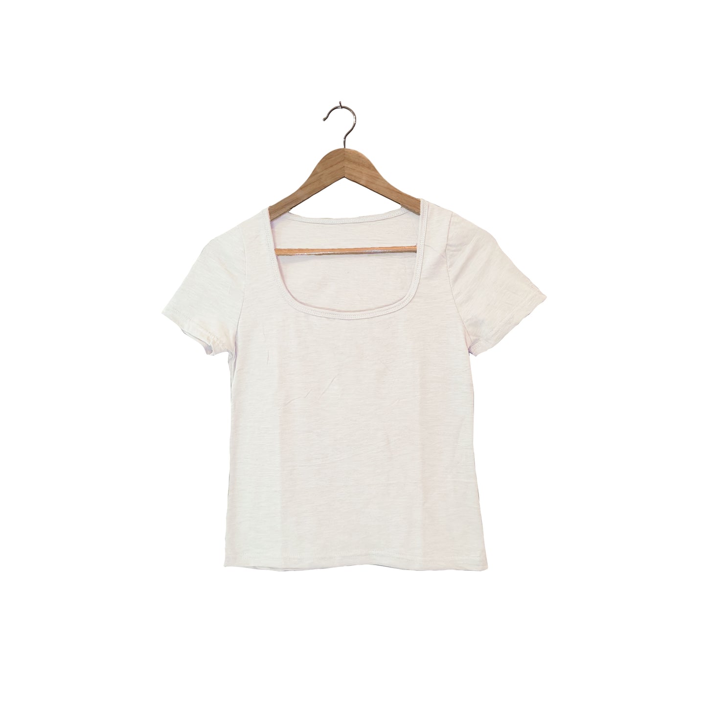White Cotton Scoop Neck Tee