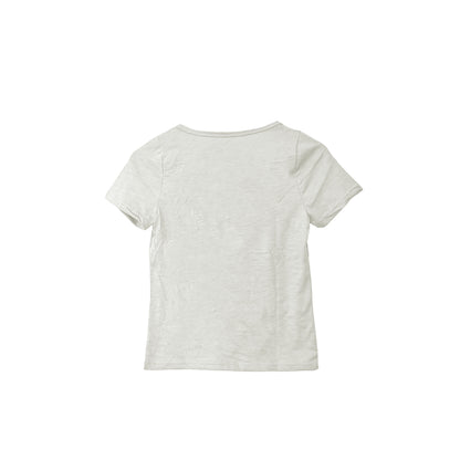 White Cotton Scoop Neck Tee