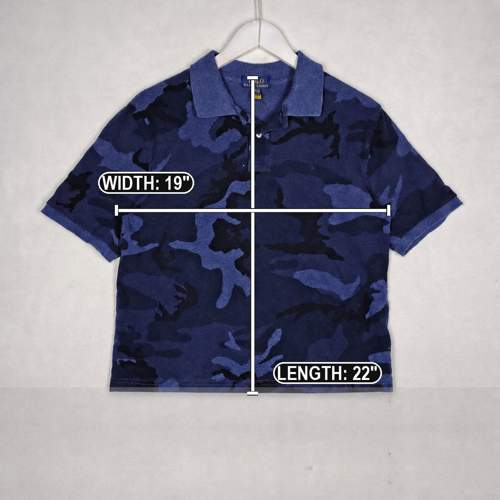 Polo Ralph Lauren Blue Camo Cotton Polo Shirt – Boys’ XL (18–20)