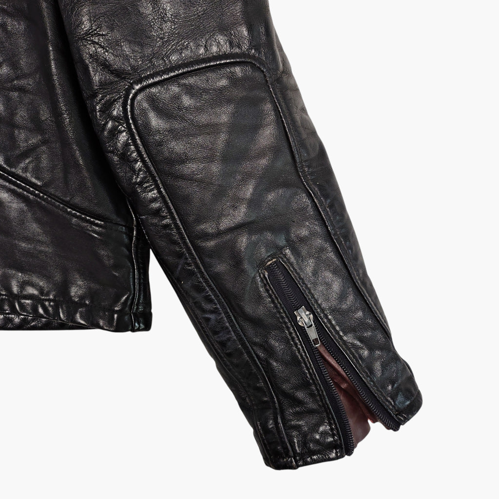 Vintage Suzuki Black Leather Cafe Racer Jacket – Made in Canada
