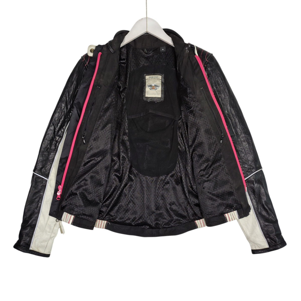 Harley-Davidson Leather Moto Jacket – White, Black & Pink