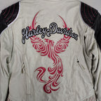 Harley-Davidson Leather Moto Jacket – White, Black & Pink