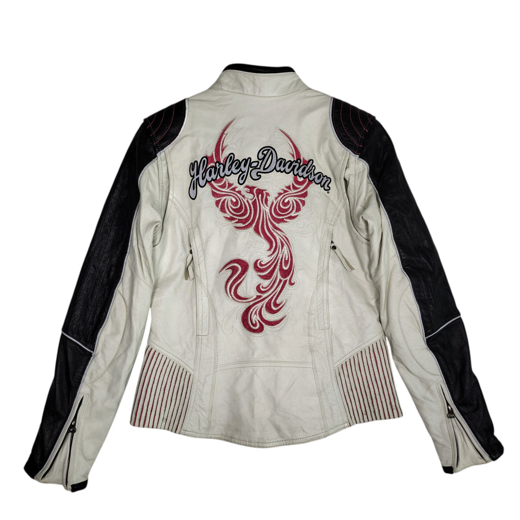 Harley-Davidson Leather Moto Jacket – White, Black & Pink