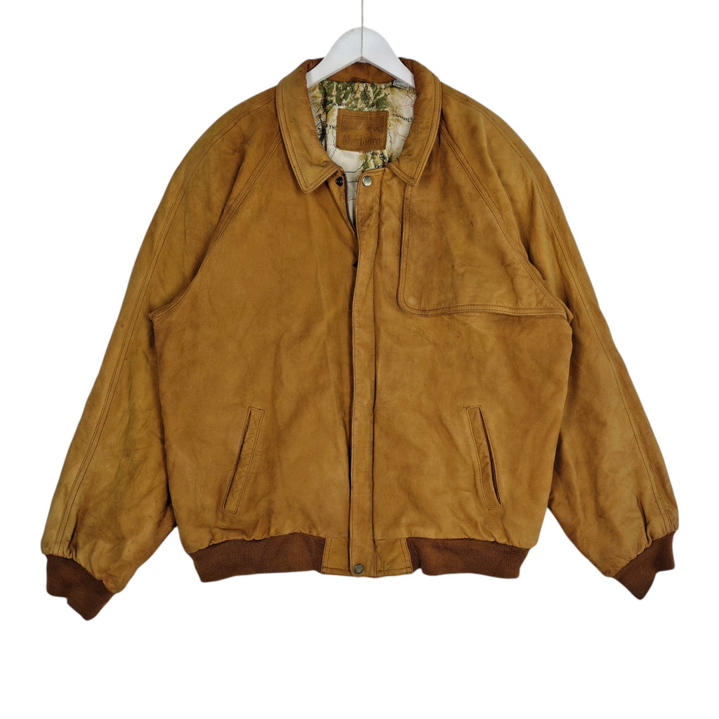 Marlboro Adventure Team Leather Bomber Jacket – Tan Brown
