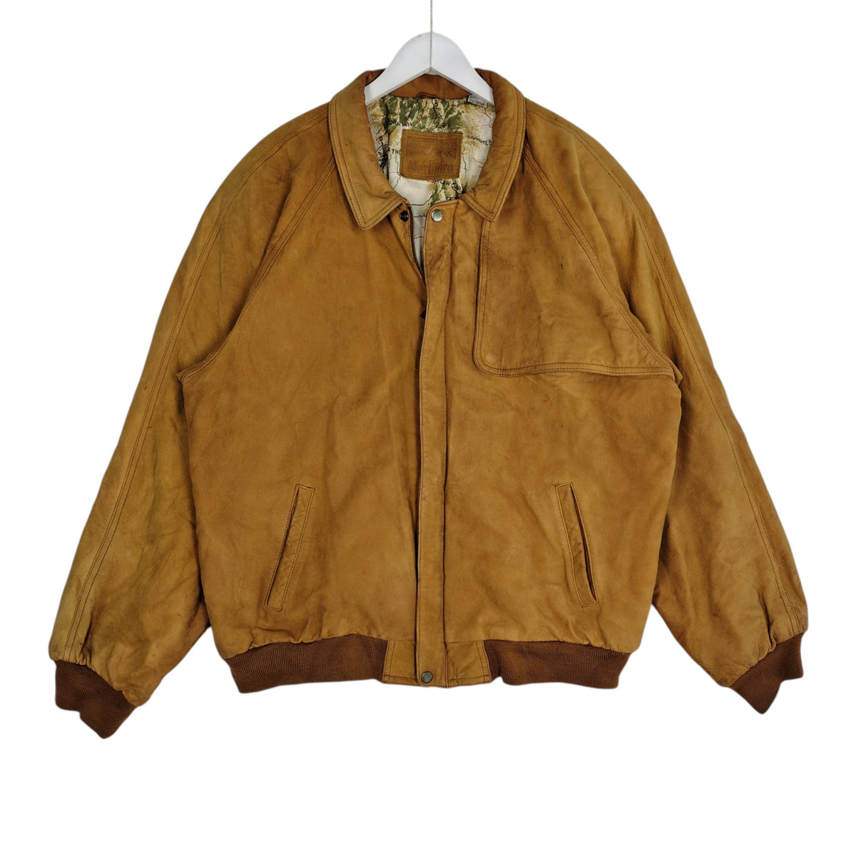Marlboro Adventure Team Leather Bomber Jacket – Tan Brown