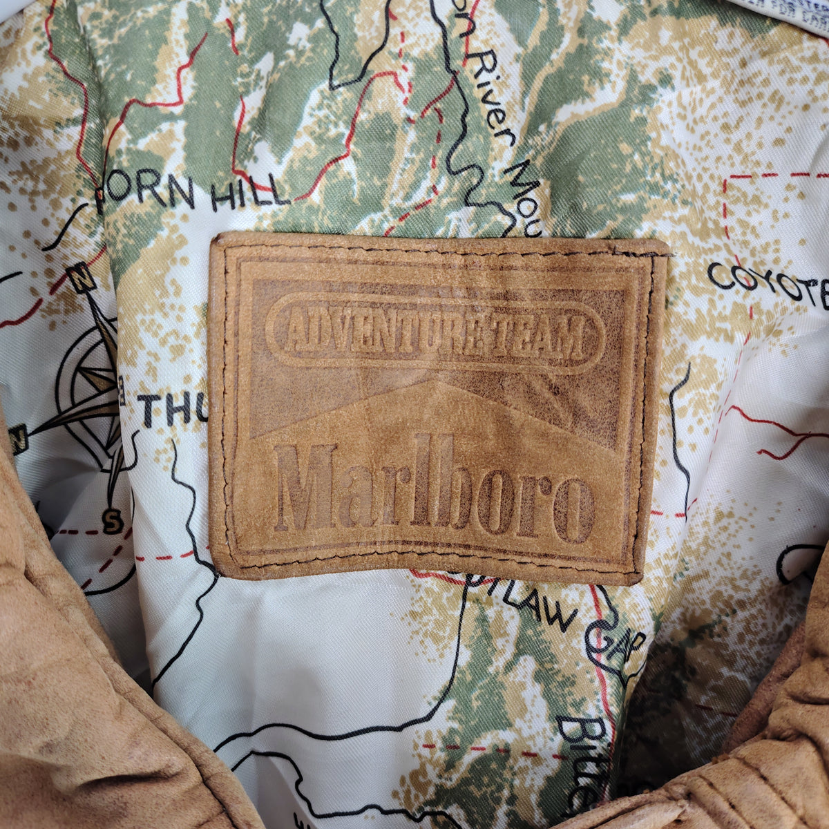 Marlboro Adventure Team Leather Bomber Jacket – Tan Brown