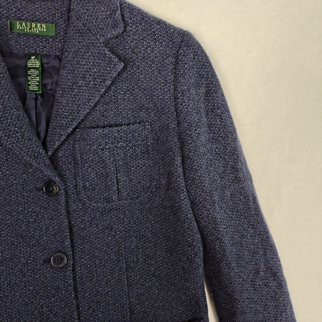 Lauren Ralph Lauren Navy Wool Tweed Blazer