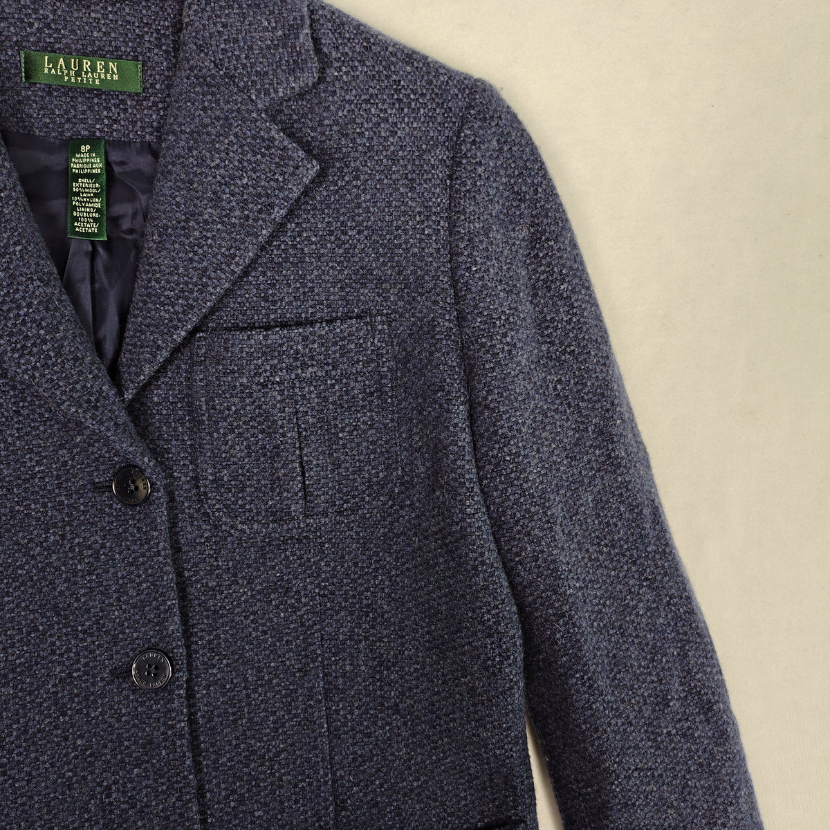 Lauren Ralph Lauren Navy Wool Tweed Blazer