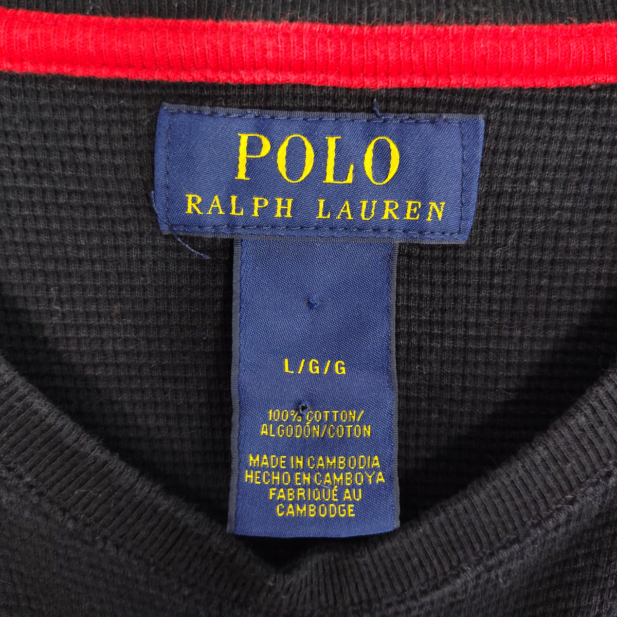 Polo Ralph Lauren Black Waffle Knit Thermal Shirt Men’s Large