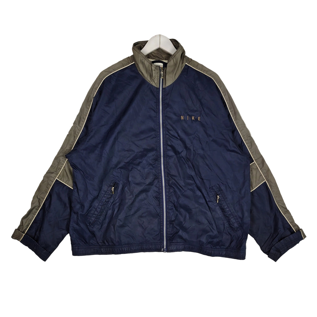 Vintage Nike Spellout Windbreaker Navy Taupe Full Zip Men’s Large