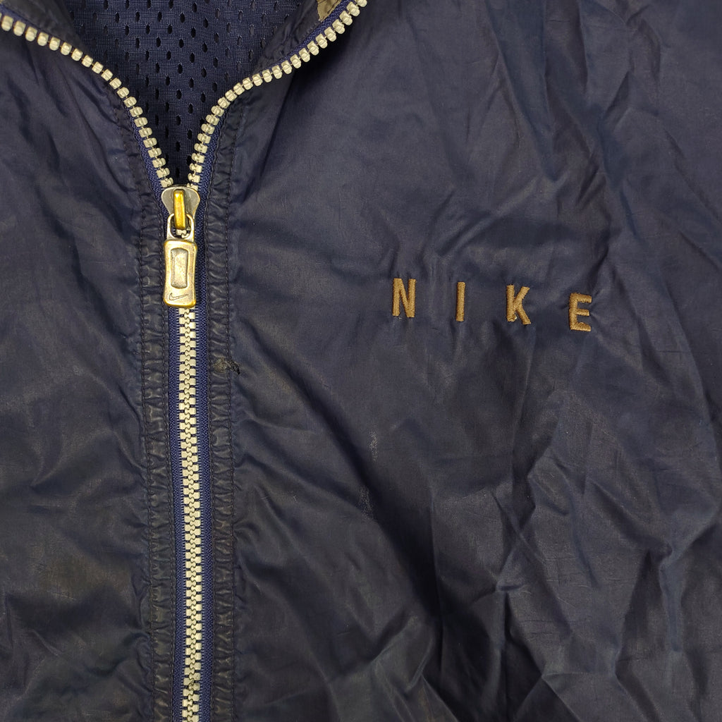 Vintage Nike Spellout Windbreaker Navy Taupe Full Zip Men’s Large
