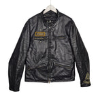 Taurus by Drospo Black Leather Moto Jacket – Sturgis & Harley Patches